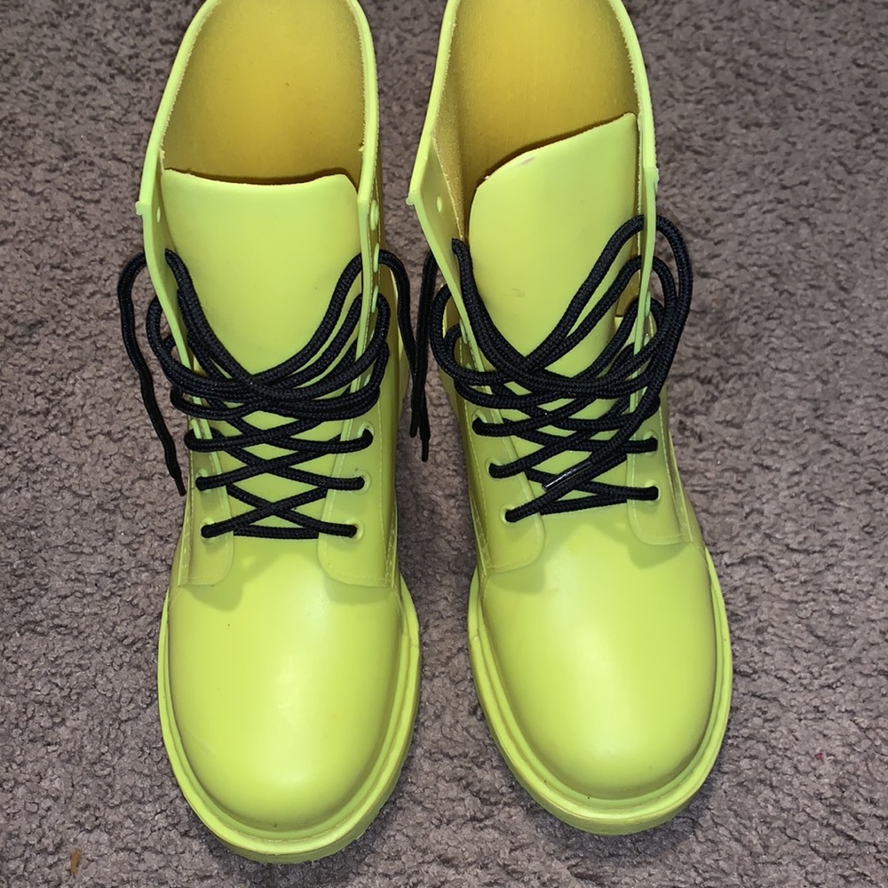 Neon color rain/combat boots